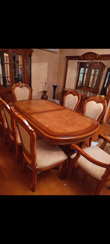 fırlanan stul: Для гостиной, Б/у, Нераскладной, Прямоугольный стол, 6 стульев, Малайзия