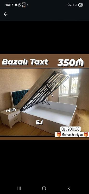 taxt ucun matras: Bazalı taxt – ölçü 200x160 sm. Açılan mexanizmli bazası ilə geniş — 1