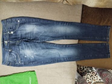 клещ джинсы: Прямые, Япония, Средняя талия, Рваные