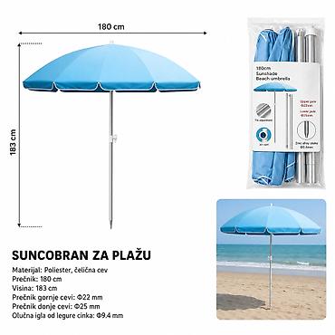 KMT Običan suncobran za plažu sa aluminijumskim stubom za upravljanje