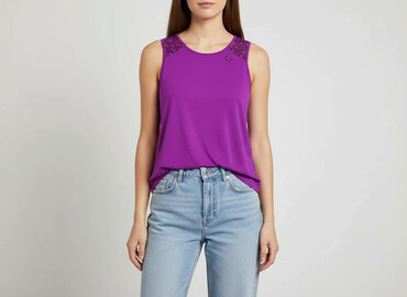 srebrna bluzki z cekinami: F&F, T-shirt damski, rozmiar S