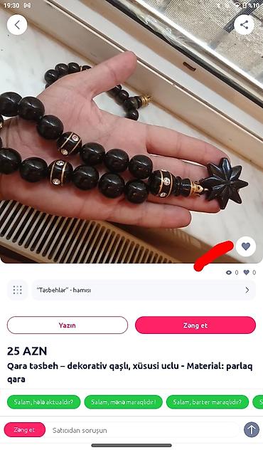 Aksesuarlar: Qara təsbeh – parlaq səthli, dekorativ qaşlı və xüsusi uclu model. - — 1