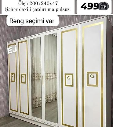 surgulu dolab: Geniş qapılı paltar şkafı - Ölçü: 200×240×47 sm - Dizayn: Ağ korpus — 1