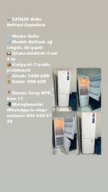 Soyuducular: 2 qapılı Beko Soyuducu Satılır