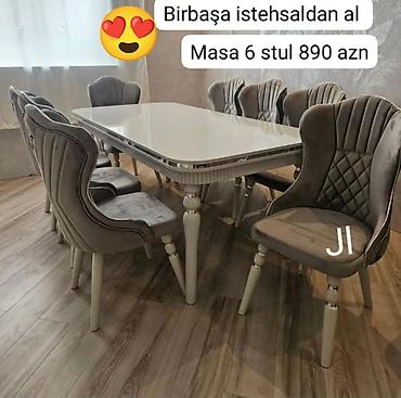 qelem seti: Qonaq otağı üçün, Yeni, Dördbucaq masa, 6 stul — 1