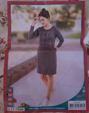 Повседневные платья: Повседневное платье, Турция, Осень-весна, Короткая модель, Трикотаж, Прямое, 7XL — 6