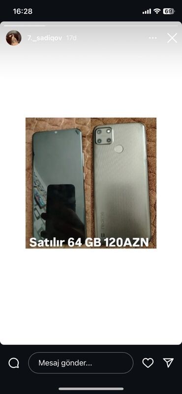 klass kredit telefonlar: Realme 64 GB, rəng - Boz, İki sim kartlı