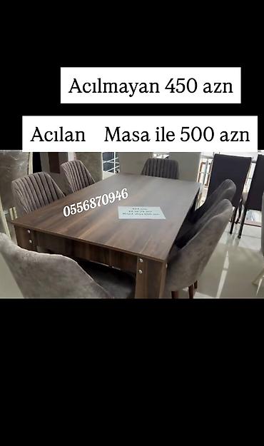 kreslo gence: Qonaq otağı üçün, Yeni, Açılan, Dördbucaq masa, 6 stul — 2