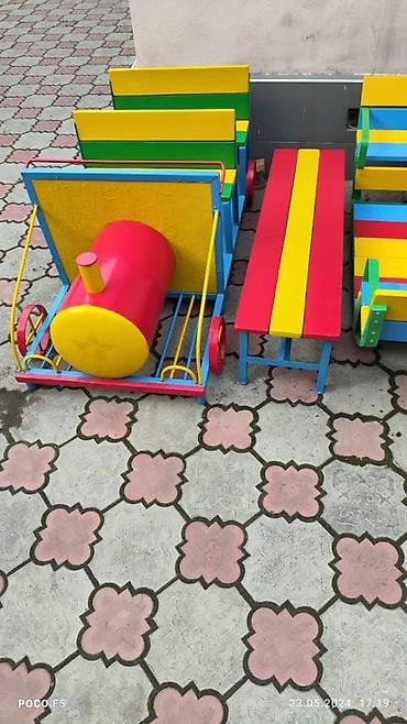 Детские качели: Скамейка домик беседка песочница качеля турник паравозик — 5