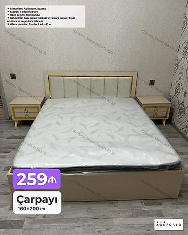 Çarpayı – 160×200 sm - Mexanizm: açılmayan, bazasız - Matras: 1 ədəd