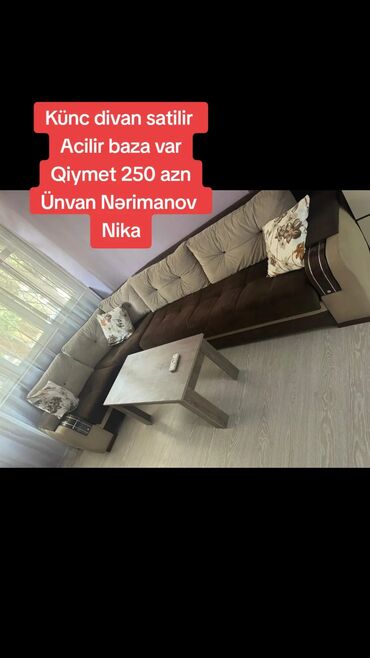 Ev və bağ: Künc divan satilir Acilir baza var Qiymet 250 azn Ünvan Nərimanov