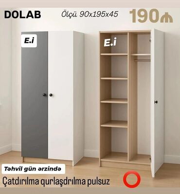 evin col divar rengleri: Yeni, Açılan, 2 qapılı Qarderob, paltar dolabı