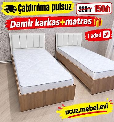 Tək nəfərlik çarpayı – dəmir karkas + matras paketi - Komplekt lalafo.az -da Tək nəfərlik çarpayı – dəmir karkas + matras paketi - Komplekt