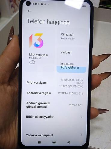 honor magic 8 lite: Redmi Note 9, 64 GB, rəng - Mavi, Barmaq izi — 1