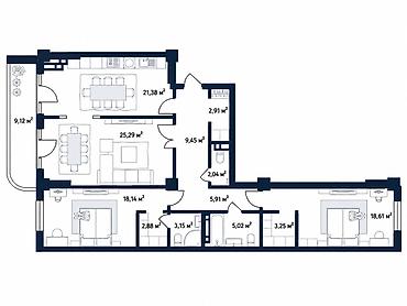 Продажа квартир: 3 комнаты, 127 м², Элитка, 2 этаж, ПСО (под самоотделку) — 2