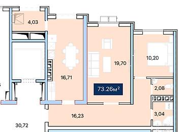 квартира дордой рынок: 2 комнаты, 73 м², Пригородное с. Элитка, 4 этаж, ПСО (под самоотделку) — 3
