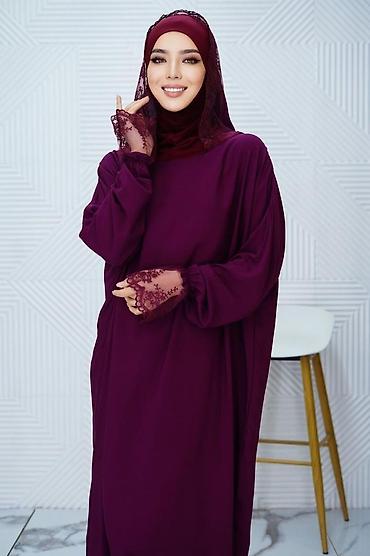 цвет фиолет: Повседневное платье, Made in KG, Длинная модель, Штапель, Оверсайз, Стандарт — 5