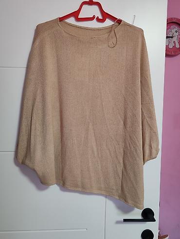 zara kosulja sa cirkonima: Bež pleteni pončo/džemper sa širom siluetom - Model: lagani — 3