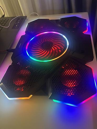 kontakt notebook: RGB işıqlı noutbuk soyuducu stend - 5 fanlı güclü soyutma sistemi — 2