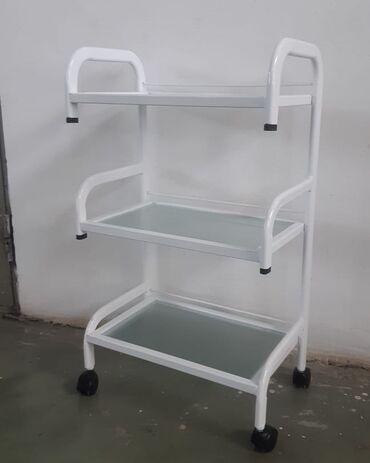 Rəflər, etajerkalar: Etejerka Şüşəli üç mərtəbə Daşıyıcı Katalka Tibbi təkərli daşıyıcı — 4