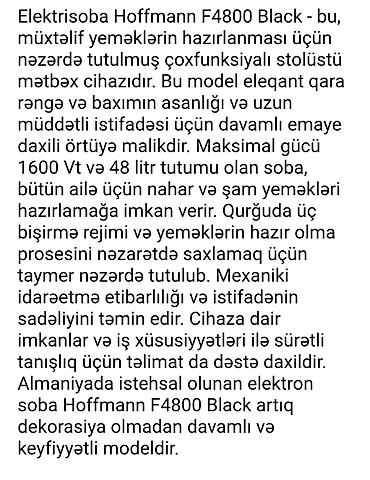 hoffman soba: Elektrosoba Hoffman F4800 qara rengde, ici cox genis olan ve cemi — 2