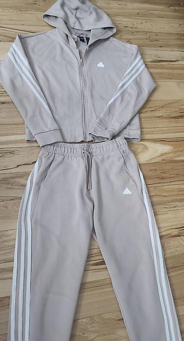 Komplet trenerke: Adidas komplet trenerka za devojcice (gornji deo + donji deo), bež — 2