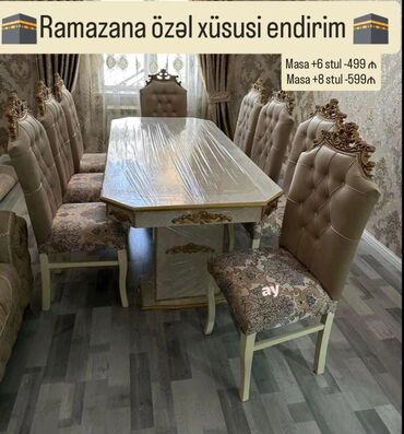 ev stul: Qonaq otağı üçün, Yeni, 6 stul