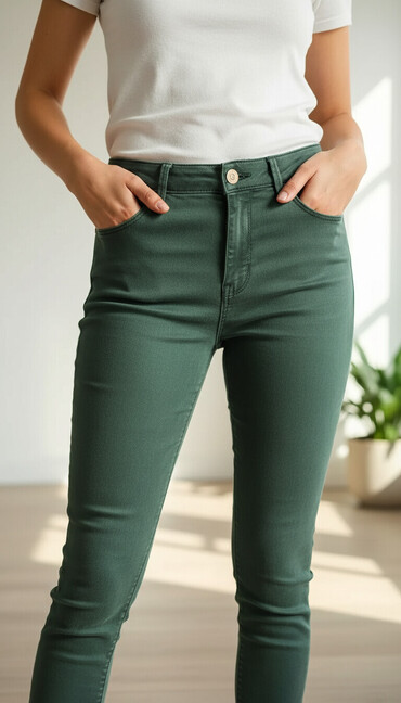 Farmerke: Mango farmerke, zelena boja, jako kvalitetne, fenomenalno stoje, imaju — 1