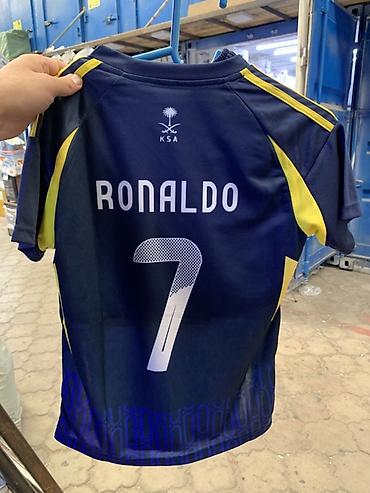аль наср: Детская футбольная футболка Al Nassr, домашняя, сине‑желтая. Размеры — 2