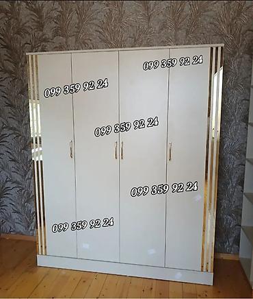 Dolablar: Ağ rəngli, dördkapuslu paltar şkafı - Material: laminat/LDSP tipli ağ — 1
