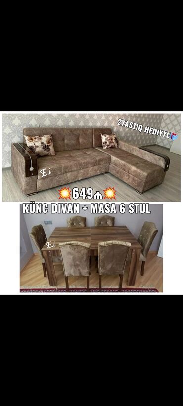 Divan və masa dəstləri: Yeni, Künc divan, Qonaq otağı üçün, Açılmayan, Türkiyə — 13