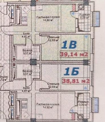 12: 1 комната, 39 м², Тунгуч мкр Элитка, 5 этаж, ПСО (под самоотделку) — 2