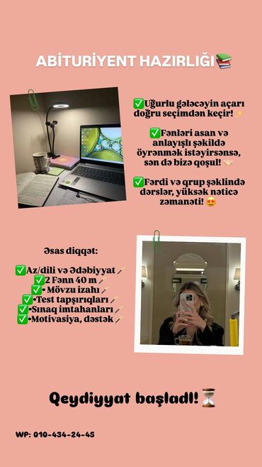 iş axtarilir: Hazırlıq keçir bu xanım😍 Həm online, həm fərdi✨️ İndidən yazılın
