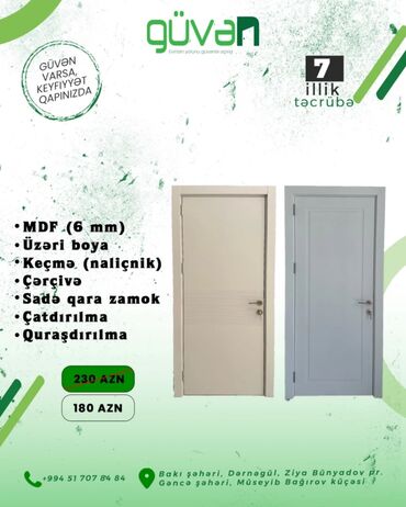 Divar kağızları: MDF materialdan hazırlanmış, 6 mm qalınlığında qapı. Üzəri boya ilə
