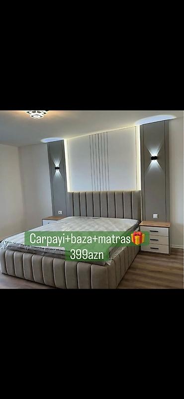 uwag kravati 60: Yataq dəsti: çarpayı + baza + matras - Müasir dizaynlı, yumşaq parça — 1