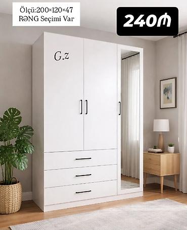 2ci el dolablar: Ağ rəngli garderob şkaf - Ölçü: 200 × 120 × 47 sm (şəkildə qeyd — 1