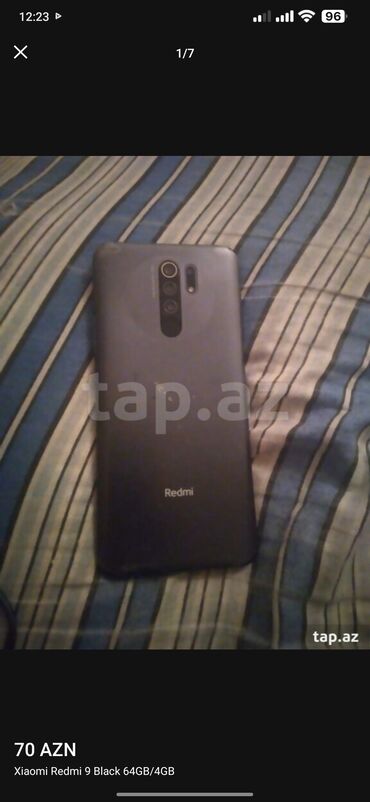 nizami mall xiaomi: Xiaomi Redmi 9, 64 GB, rəng - Qara, 
 Barmaq izi, Face ID