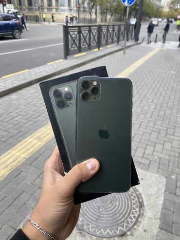 Apple iPhone: IPhone 11 Pro Max, 256 GB, Matte Midnight Green, Zəmanət, Simsiz şarj, Face ID