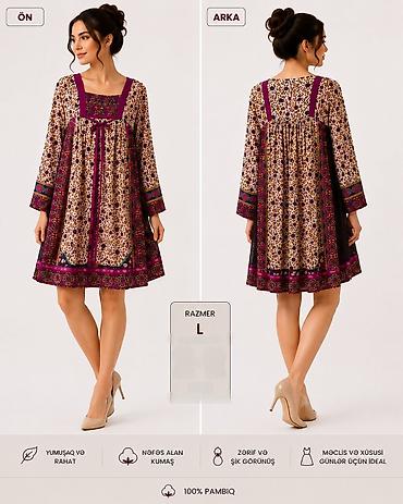 Bohem üslublu qısa don – L ölçü - Material: 100% pambıq - Kumaş