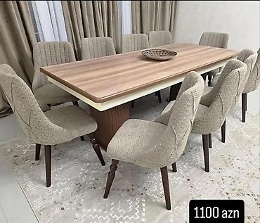 mətbəx masası almaq: 1. Məhsul: Yemək otağı dəsti – masa + 10 ədəd stul - Qiymət: 1100 AZN — 1
