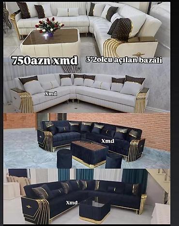 Комплекты диванов и столов: Künc divan dəsti – 3×2 ölçü, açılan-bazalı model - L şəklində künc — 2