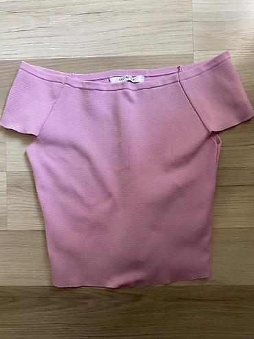 mayka modelleri: Qadın off-shoulder top - Rəng: açıq çəhrayı - Dizayn: çiyin açıq — 1
