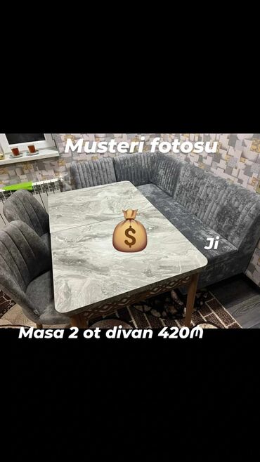 Masa və oturacaq dəstləri: Künc divan masa oturacaq rəng seçimi var