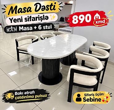 qebir ustu guller: Məhsul: Masa Dəsti – Yeni sifarişlə Tərkib: 1 masa + 6 stul — 3