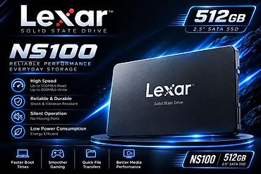 ssd lexar: Lexar NS100 SSD – 512 GB - Form-faktor: 2.5" - İnterfeys: SATA III 6 — 1