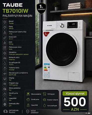 Paltaryuyan maşın 7 kq, Yeni, Avtomat, Qurutmasız, Kredit var, Pulsuz çatdırılma