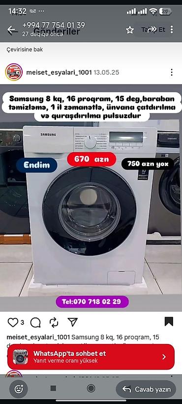 Paltaryuyan maşınlar: Paltaryuyan Anbardan satiş.Qimətlər aşagida qeyd olunub.Ünvana — 89