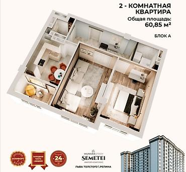 mega hous: 2 комнаты, 61 м², Пишпек Элитка, 5 этаж, Дизайнерский ремонт — 10
