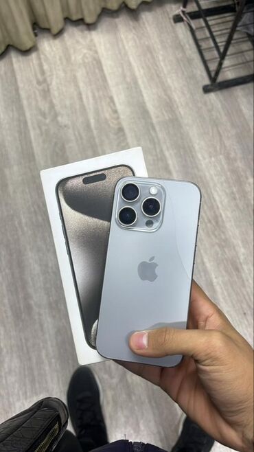 чесы смарт: IPhone 15 Pro, Колдонулган, 128 ГБ, Natural Titanium, Куту, 87 %