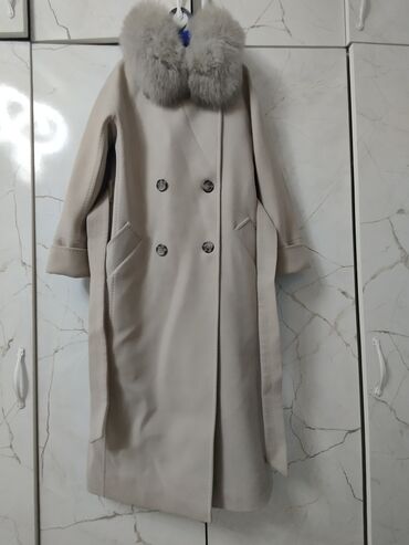 Пальто: Срочно!Женское пальто светло-бежевого цвета с роскошным съемным — 3